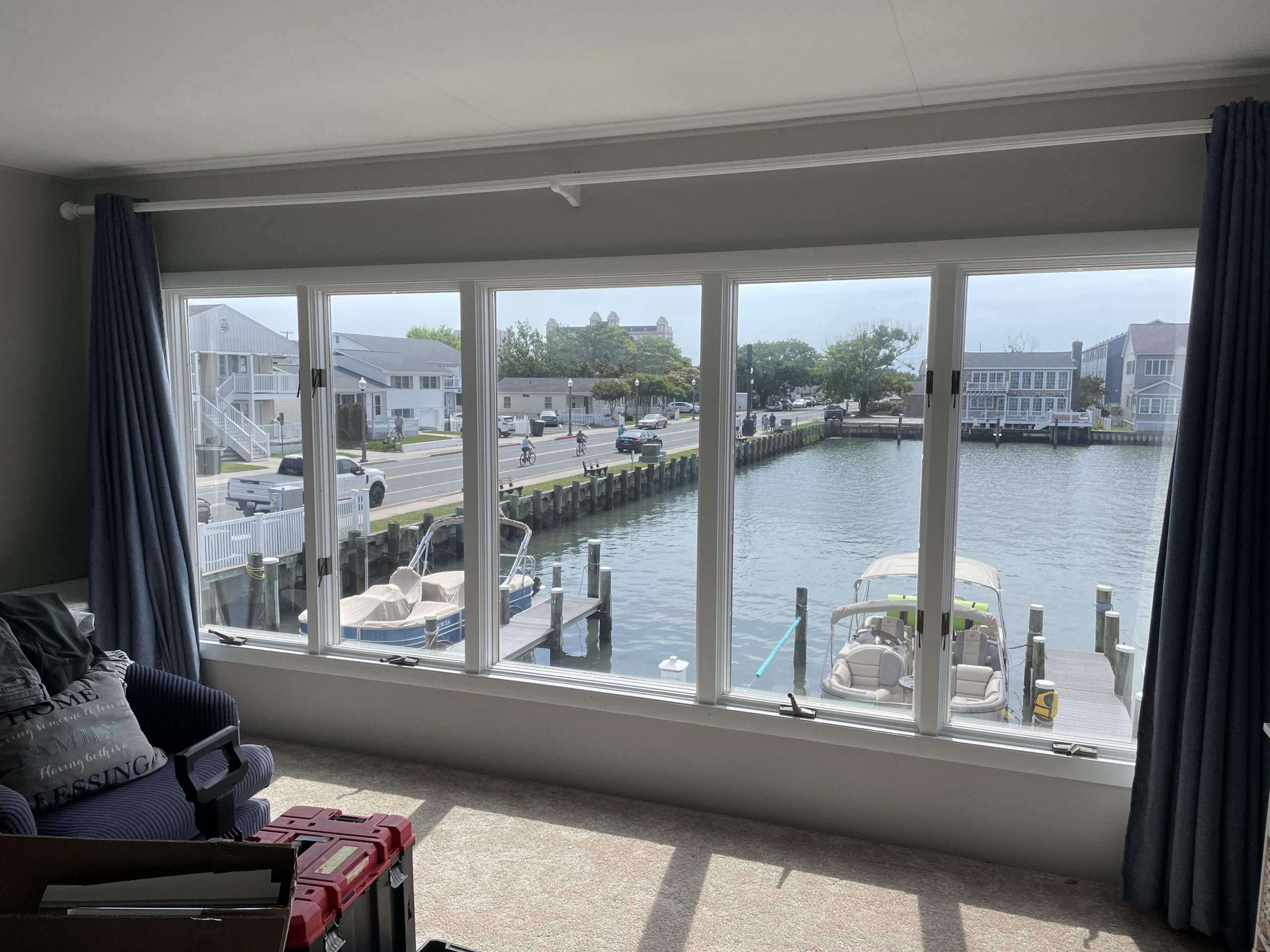 Waterfront marina home in Ocean City with solar control window tinting